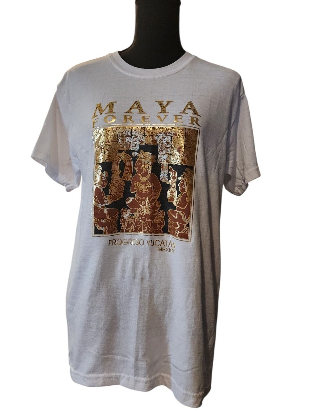 Splash Vintage White Graphic 'Maya Forever' M Mexican Tourist Tee